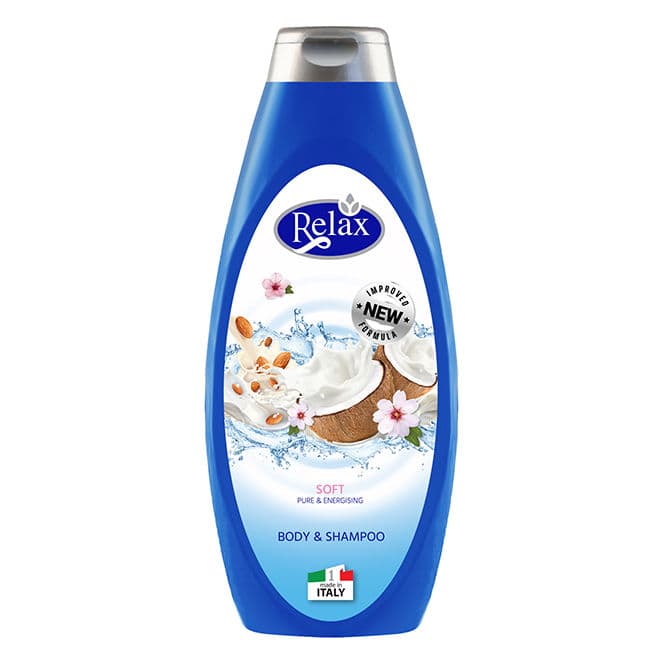 غسول الجسم Relax Soft (شامبو وجسم 2 في 1) - نعومة وتنشيط بلمسة حليب اللوز وجوز الهند 750 مل